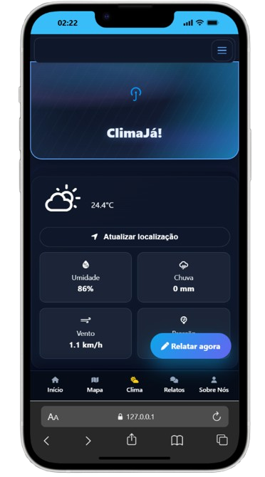 Mockup do app ClimaJá